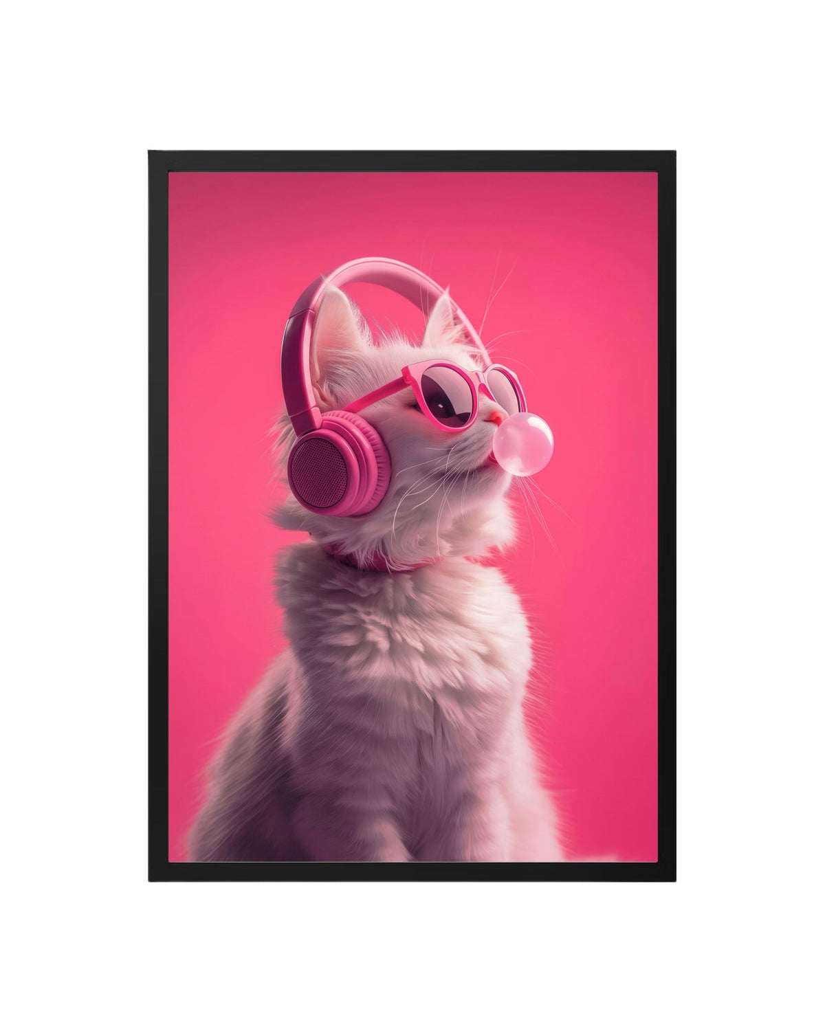 Cuadro Pop Art – Gato Rosa Con Audífonos