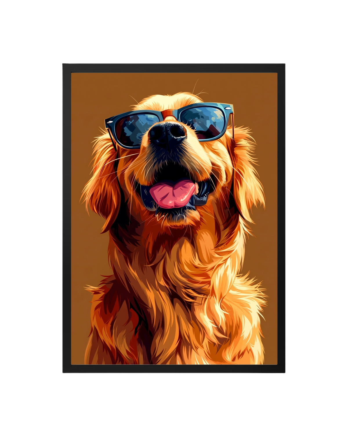 Cuadro Golden Retriever con Gafas de Sol - Ilustrado