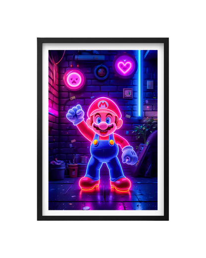 Cuadro Super Mario Bros Neón