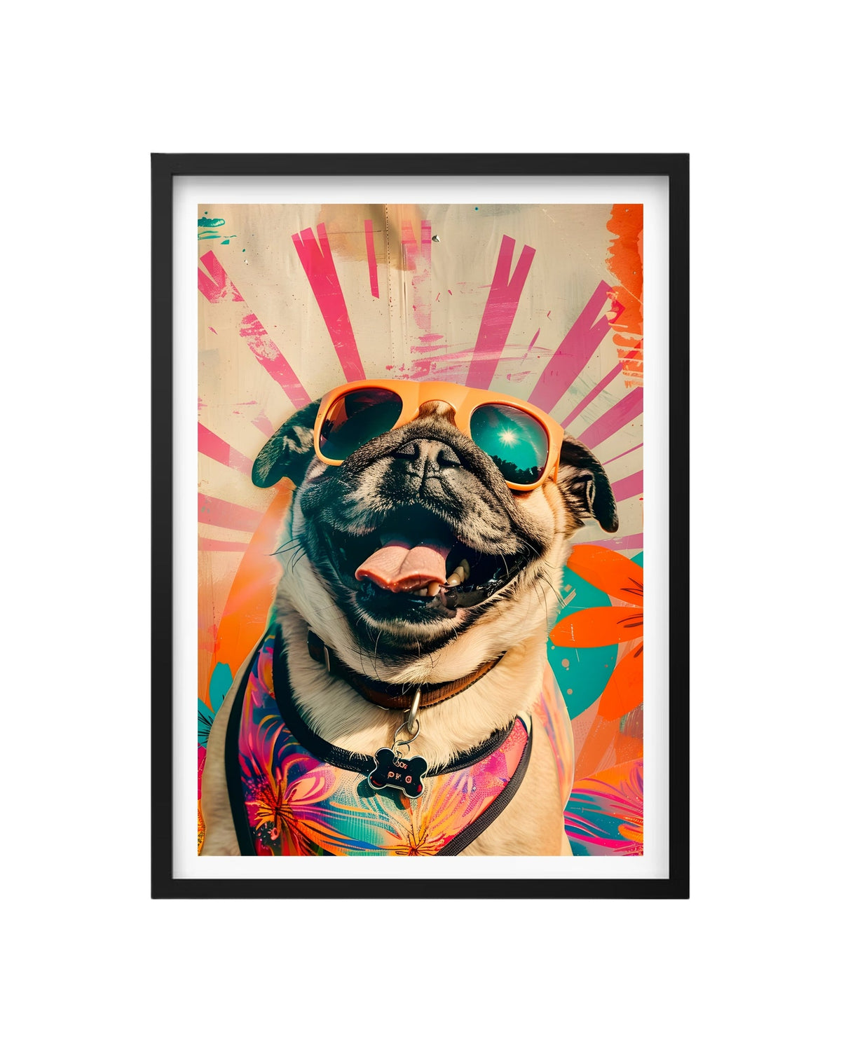 Cuadro Simpático Pug Con Lentes