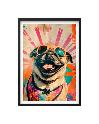 Cuadro Simpático Pug Con Lentes