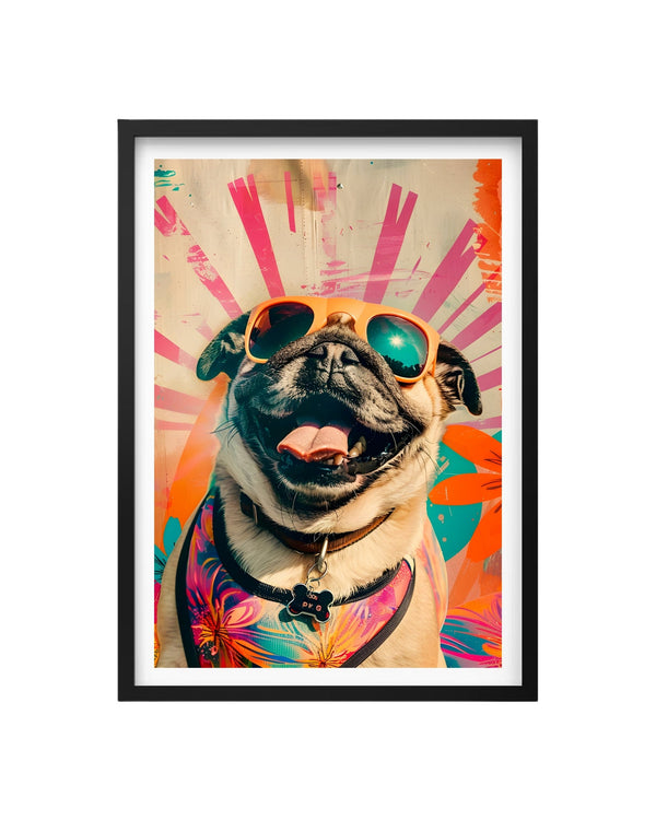 Cuadro Simpático Pug Con Lentes