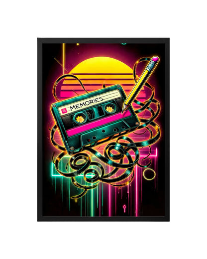 Cuadro Cassette Neón De Recuerdos