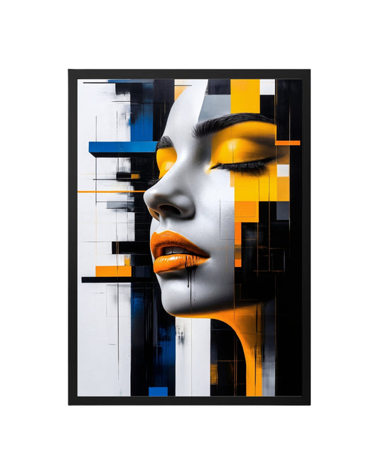 Cuadro Arte Abstracto Geométrico – Perfil Moderno y Amarillo Neón