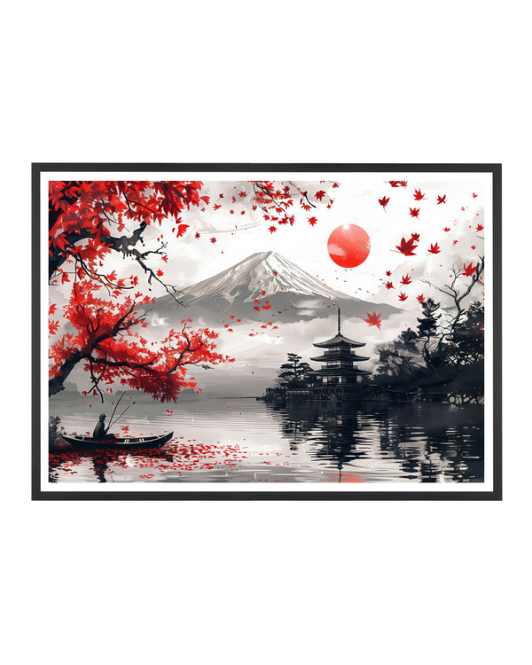 Cuadro Paisaje Japonés (Monte Fuji y Pagoda)