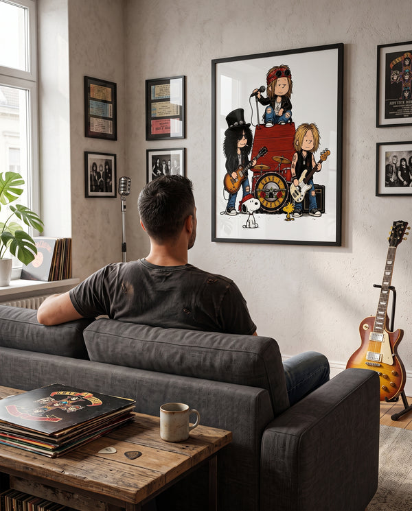 Cuadro Guns N' Roses x Peanuts – Snoopy & Rock Mashup